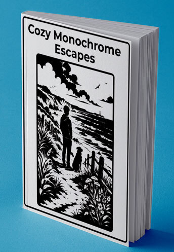 Cozy Monochrome Escapes paperback cover